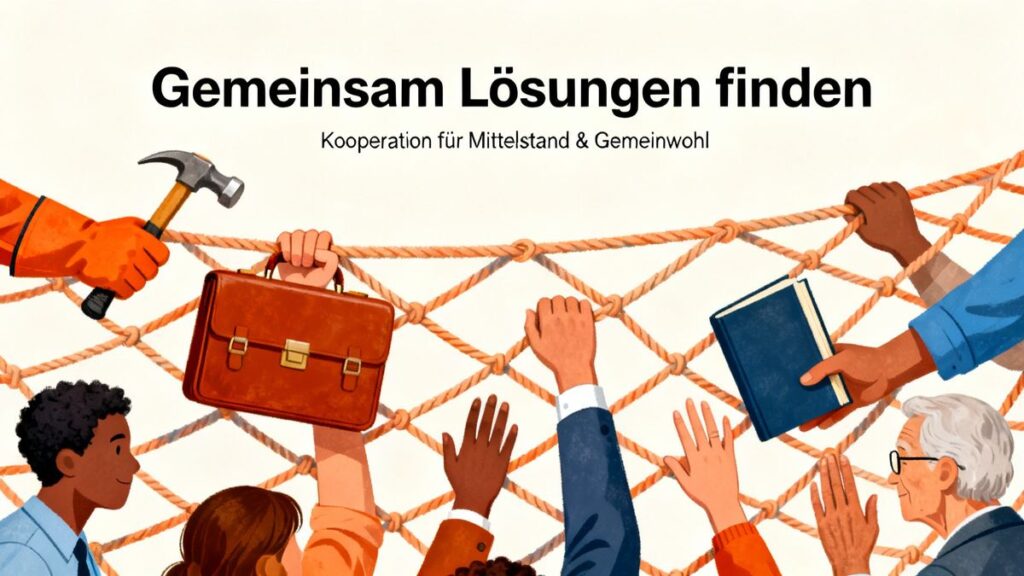 Menschen halten gemeinsam ein stabiles Netz, um Lösungen zu finden – ein Symbol dafür, Teamarbeit zu stärken.